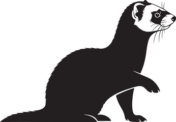 Playful ferret silhouette captured in a dynamic pose showing its agile body and curious nature for diverse design applications