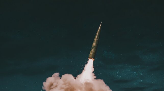 thrust. Rocket launching at night, with a dramatic plume against a starry backdrop. product launch decks, UI/UX mockups, designed for data visualization dashboards and holographic UIs.