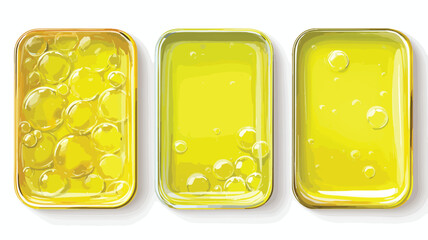 Three Yellow Glass Plates with Bubbles Vector Design