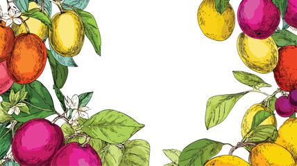 Vibrant Fresh Oval Fruits Frame in Garden