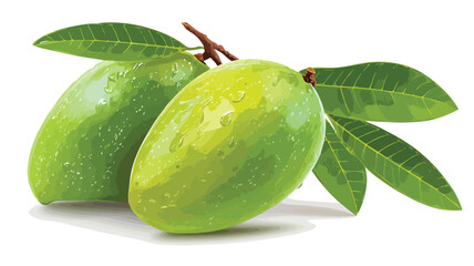 Vibrant Green Mango Vector Art on White Background for Creative Projects