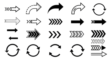 Dynamic arrow collection showcasing direction progress movement and cycles for modern design projects