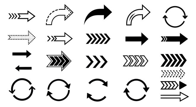 Dynamic arrow collection showcasing direction progress movement and cycles for modern design projects