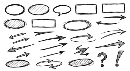 Dynamic hand drawn arrows, shapes, and speech bubbles perfect for highlighting key points and ideas