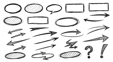 Dynamic hand drawn arrows, shapes, and speech bubbles perfect for highlighting key points and ideas