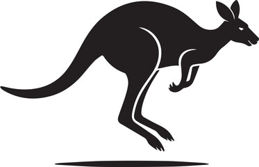 kangaroo mid-jump silhouette vector tail extended with shadow