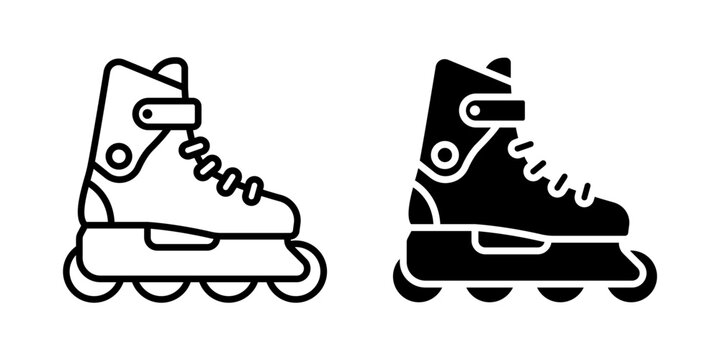 Roller Skate icon set. Roller Skate Icon illustration in minimalist style. Great for representing activity, sports, or exercise. Isolated on white background.