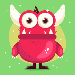 Cartoon red, cute, sad monster vector. 
EPS 10