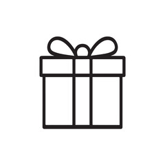 gift present box ribbon bow black outline minimalist three-dimensional celebration icon