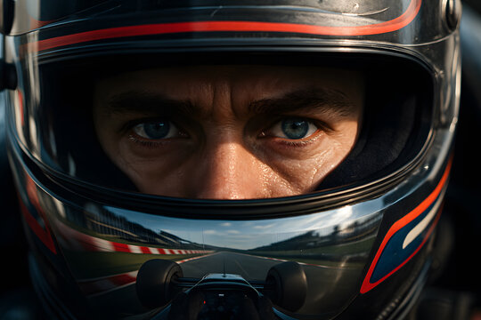 An Extreme Close-up of an F1 Driver's Eyes in the Helmet