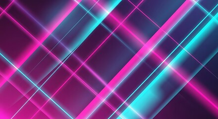 Abstract Neon Lines Background with Pink and Blue Lights.