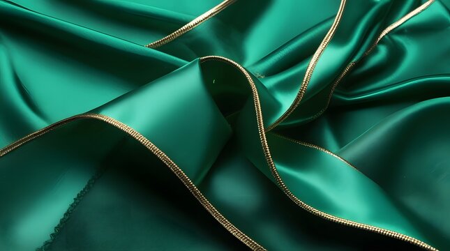 Fototapeta Green Silk Fabric Texture