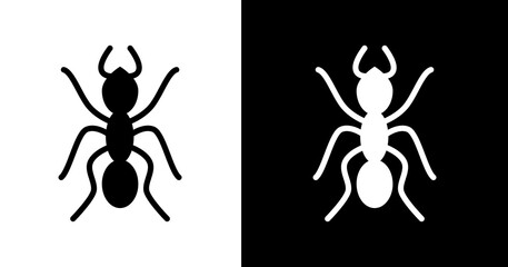 black and white illustration of an ant