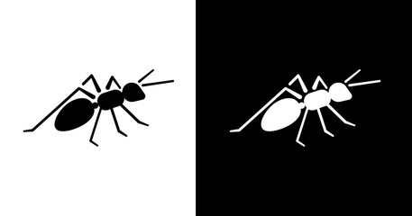 black and white illustration of an ant