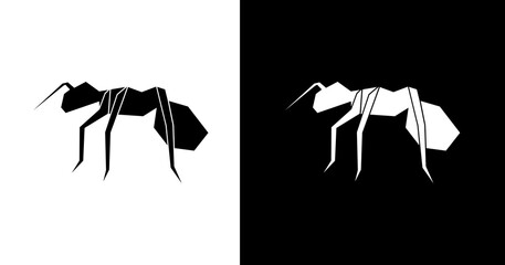 black and white illustration of an ant