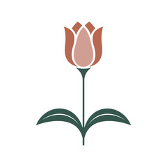 Minimalist Tulip Flower Vector Illustration
