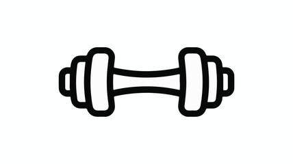 Simple line drawing of a black and white dumbbell, symbolizing fitness and exercise