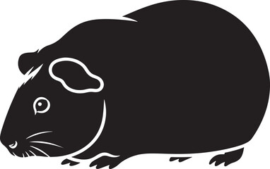 Adorable silhouette of a black guinea pig showing its cute face and body detailed and simple design