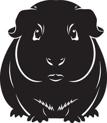Adorable silhouetted guinea pig front view a charming cute rodent pet design suitable for various applications