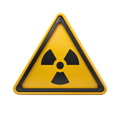 Radioactive hazard warning sign isolated on transparent background &ndash; 3D safety symbol