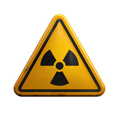 Radioactive hazard warning sign isolated on transparent background &ndash; 3D safety symbol