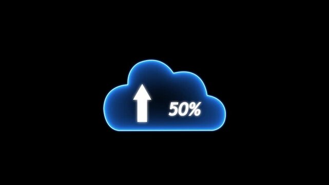icloud icon.arrow loading process. abstract business technology web internet graphic icon animation. Down.Glowing neon line Cloud file upload with loading .4Kload Cloud icon isolated