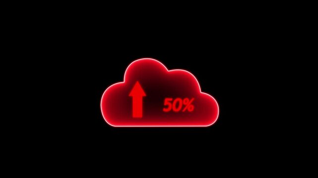 icloud icon.arrow loading process. abstract business technology web internet graphic icon animation. Down.Glowing neon line Cloud file upload with loading .4Kload Cloud icon isolated