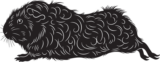 Detailed black and white guinea pig silhouette image ideal for various design projects and animal enthusiasts