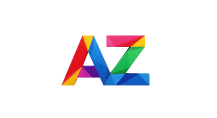 Colorful folded paper AZ letter logo design icon.