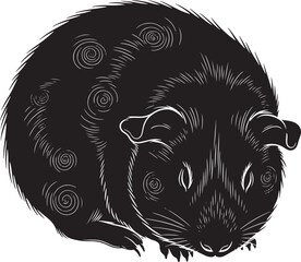 Adorable guinea pig portrait black and white artistic sketch cute rodent pet animal close up
