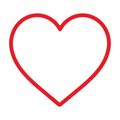 Outline of red heart isolated on white background. Line vector illustration, flat design icon. Happy Valentine’s Day. I love you symbol. Health care concept sign. Love and romance symbol. EPS 10.