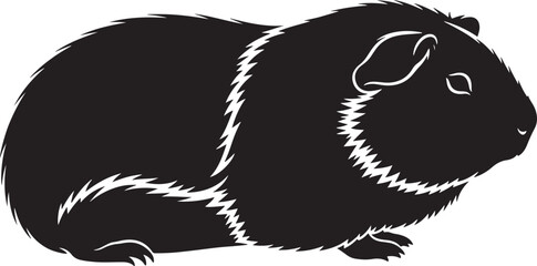 Adorable black guinea pig silhouette a charming illustration of a cute rodent pet for animal lovers