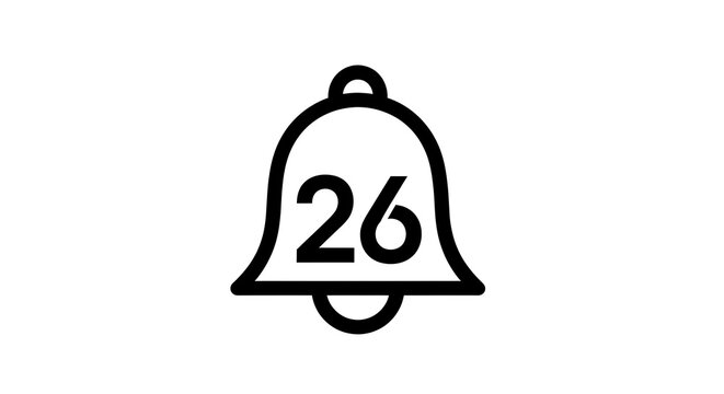 Notification Bell Icon with Number 26 Inside.