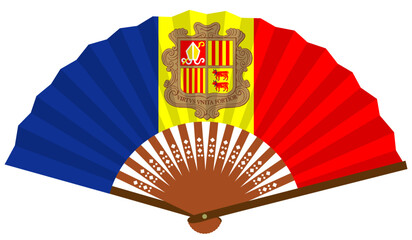 南ヨーロッパ　国旗　アンドラ　和風　扇子