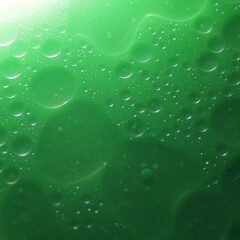 Una toma de cerca de una fondo abstracto de color verde con burbujas de diferentes tamaño