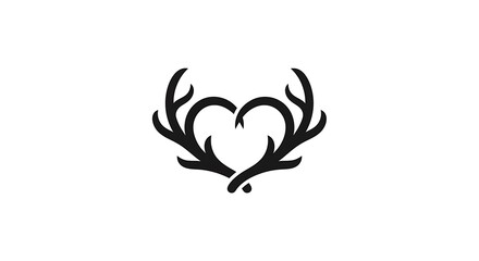 Obraz premium Elegant Heart-Shaped Antler Design on White Background.