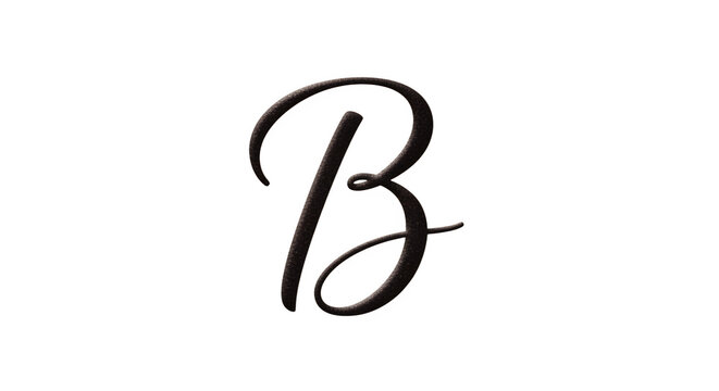 Elegant Cursive Calligraphy Letter B Isolated on White.