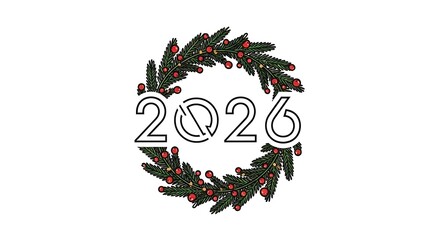Obraz premium Happy New Year 2026 Wreath Celebration.