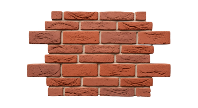 Fragment of a classic red brick wall isolated.
