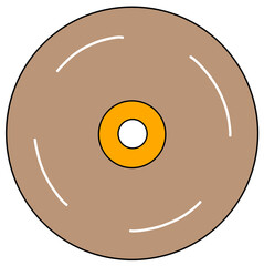 Brown CD or DVD Disc with White Arcs and Orange Center for Media Storage