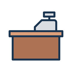 Modern Cash Register Vector Illustration with Geometric Shape in Brown and Gray Colors