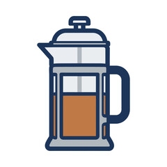 French Press Vector Illustration Coffee Maker Design with Clean Modern Style