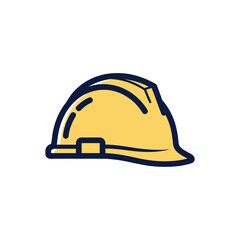 Fototapeta premium Construction Hard Hat Vector Illustration Protective Gear Safety Helmet Icon Modern Minimalist Yellow Design