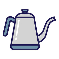Minimalist Vector Illustration of a Silver Kettle with Blue Accents Clean Line Art Design