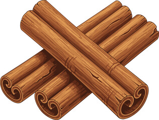 Cinnamon sticks illustration, aromatic spice, crisscross pattern, dried bark texture, culinary ingredient, herbal seasoning, natural food element, vector graphic