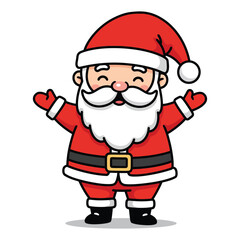 Cute cartoon Santa Claus welcoming with open arms