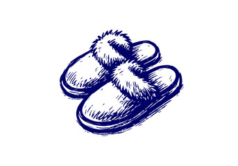 Slippers hand drawn simple sketch vector illustration