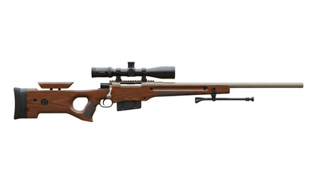 Precision Sniper Rifle with Scope and Bipod.