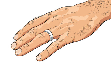 Elegant Hand with Ring Vector Illustration Isolated on White Background