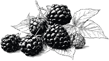 Vibrant Blackberries and Leaves Vector Illustration for Design Projects
